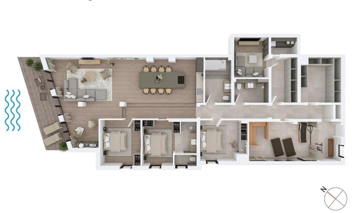 Luxus Meerblick & Sauna & Garten & Heimkino Apartment *